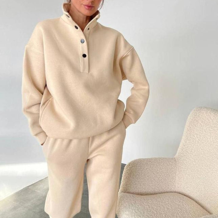 Woman in oversized fleece lounge set
