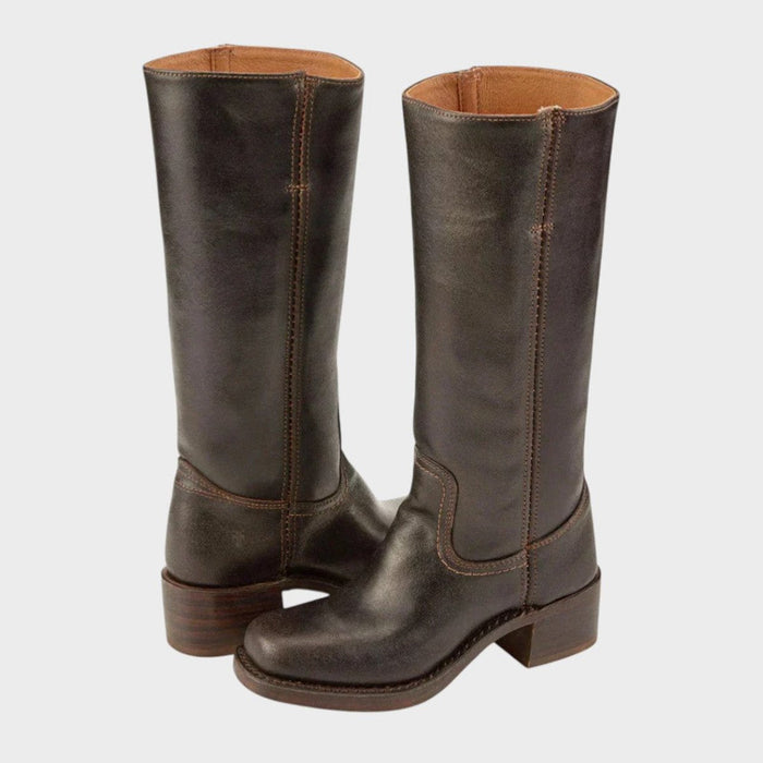 Women's Knee-High Western Boots with Block Heel
