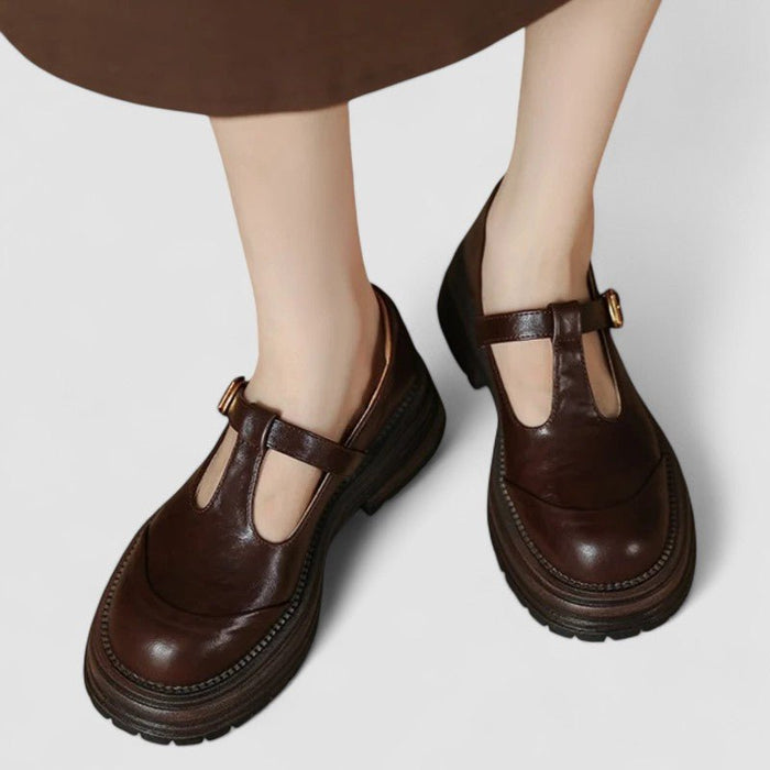 Women's T-Strap Mary Jane Shoes Platform Chunky Sole