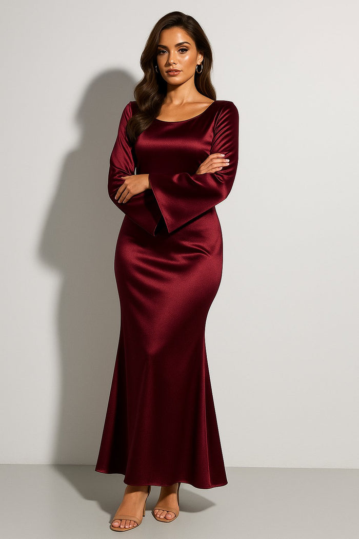 Women's Long Sleeve Fishtail Maxi Evening Gown