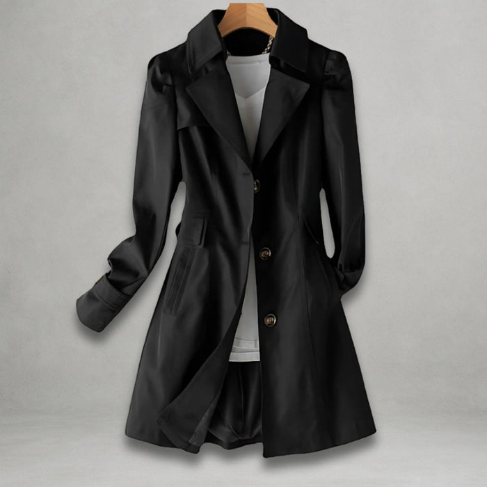 Women's Double-Breasted Trench Coat with Notched Collar