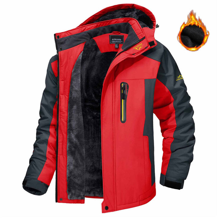 Man in a fleece-lined hooded winter parka