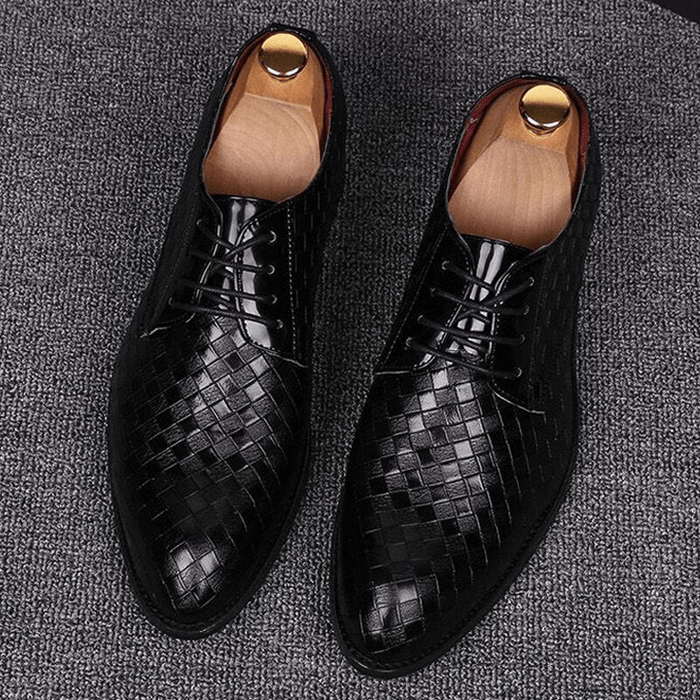 Men's Woven Embossed Dress Shoes Lace-Up Oxford