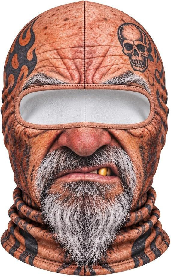Ski mask with realistic funny face print