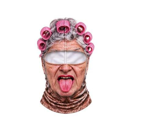 Ski mask with realistic funny face print