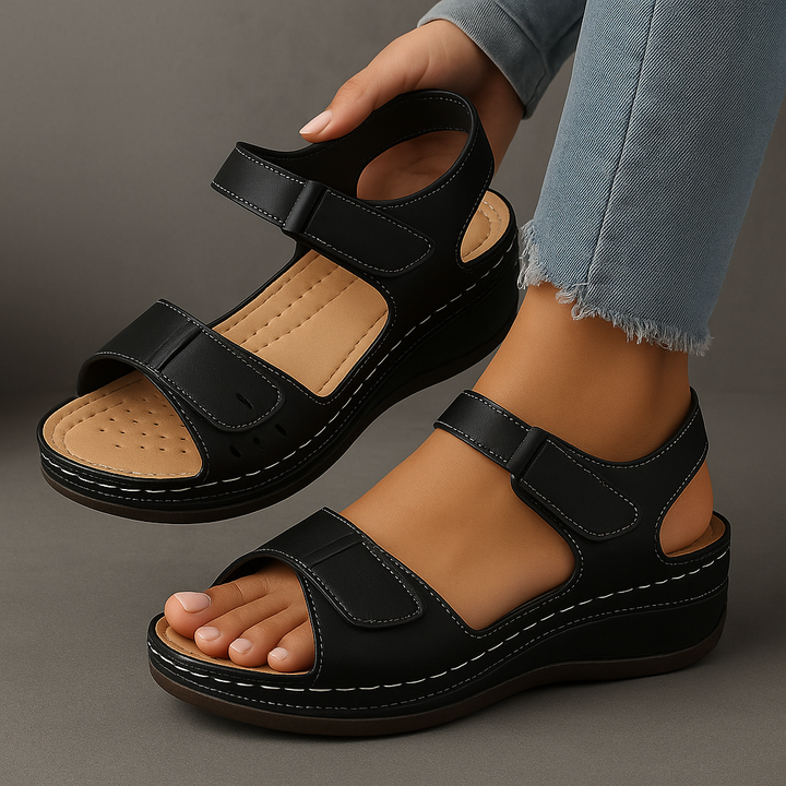 Women's Orthopedic Sandals with Wedge Soles and Adjustable Straps