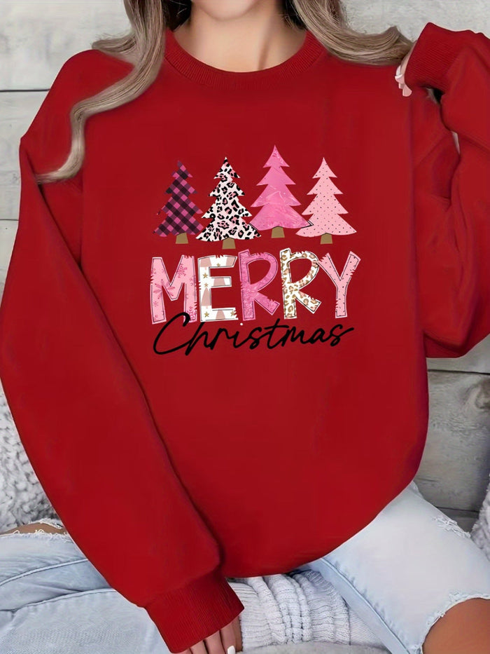 Women's Christmas Graphic Sweatshirt Round Neck Long Sleeve