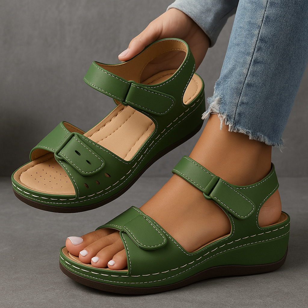 Women's Orthopedic Sandals with Wedge Soles and Adjustable Straps
