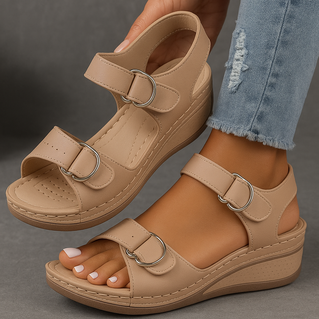 Women's Orthopedic Sandals with Wedge Soles and Adjustable Straps