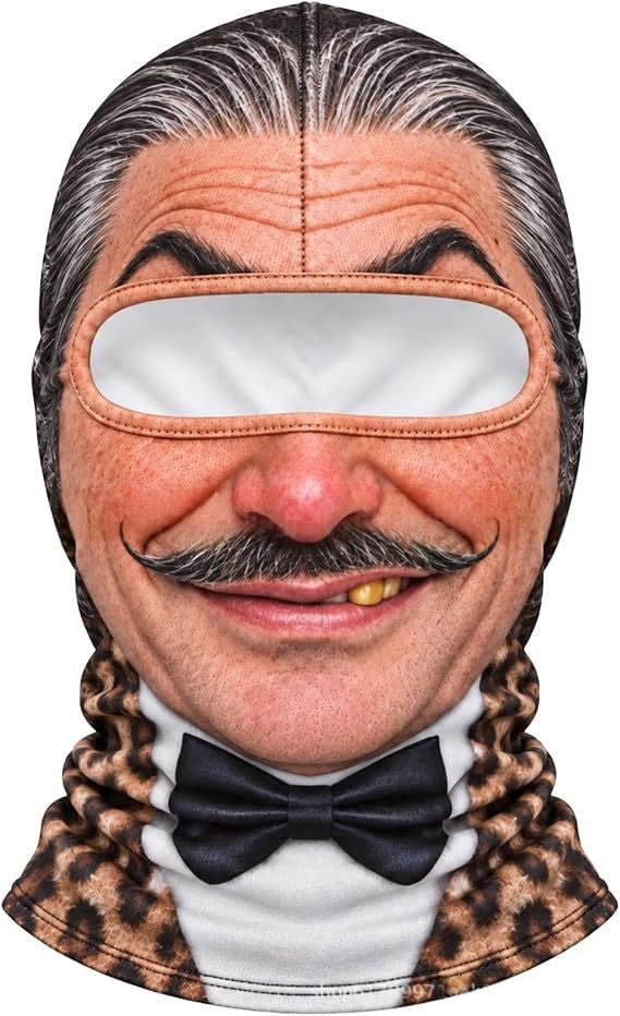 Ski mask with realistic funny face print