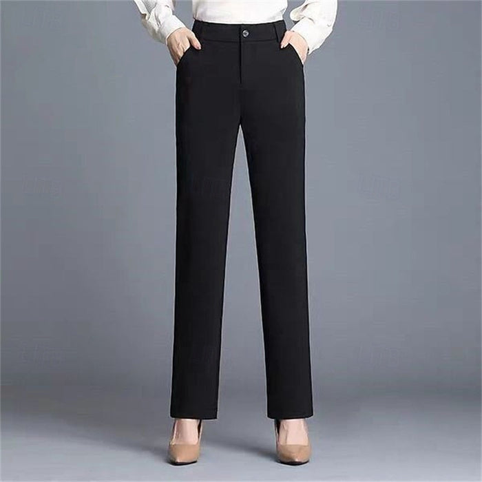 Women's Straight-Leg Trousers Mid-Rise with Pockets