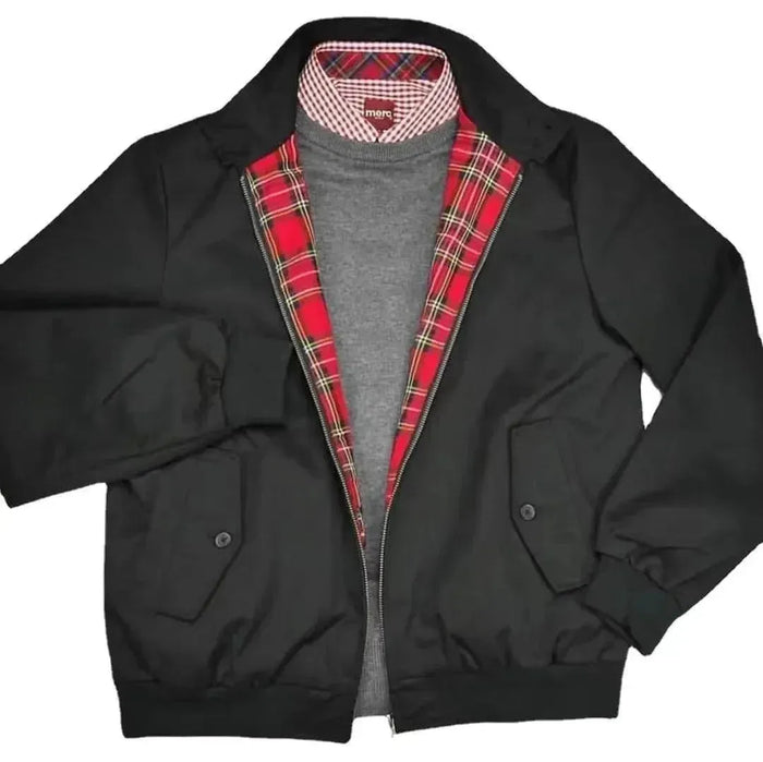 Men's Harrington Jacket Tartan Lining Zip Front