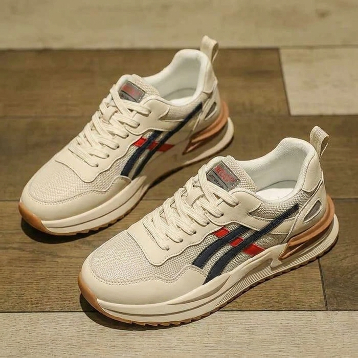 Men's Mesh Low-Top Sneakers with Stripe Detail