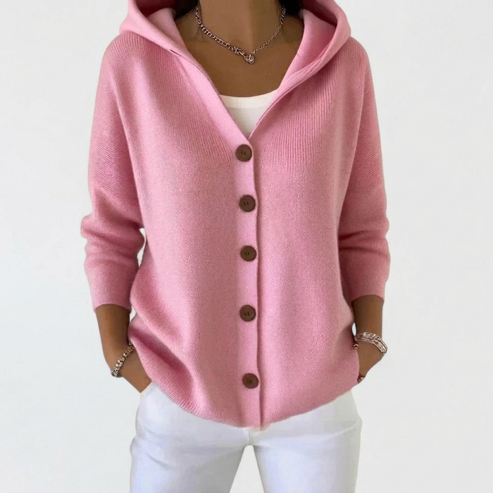Women's Hooded Button-Front Cardigan Long Sleeve
