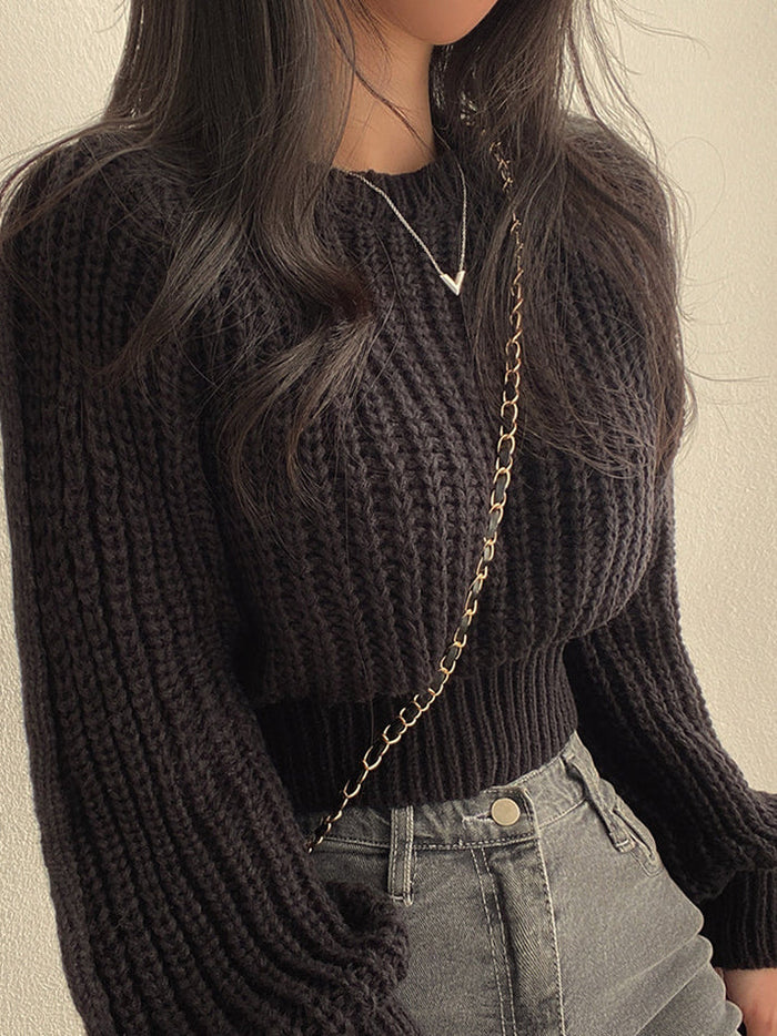 Women's Chunky Cable Knit Pullover Sweater Crew Neck