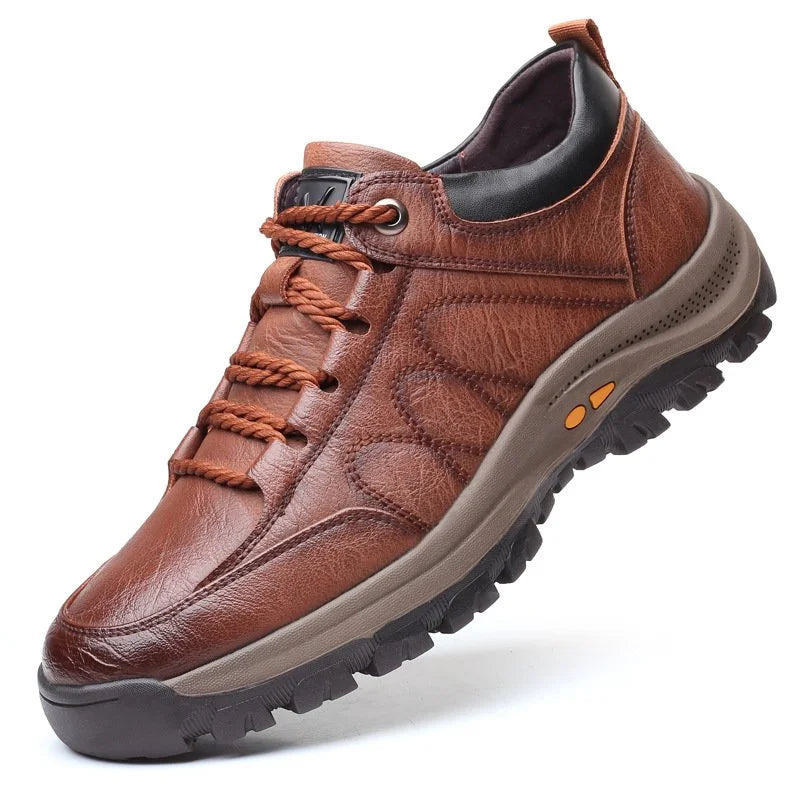 Men's Orthopedic Shoes with Leather Upper and Rubber Sole