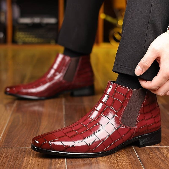 Men's Croc-Embossed Chelsea Boots Slip-On Ankle Boot