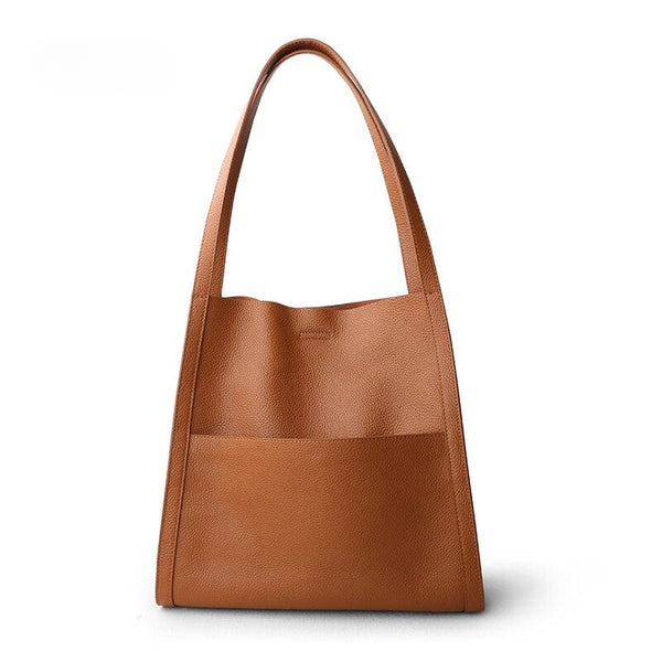 Women's Shoulder Bag with Front Pocket and Soft Handle