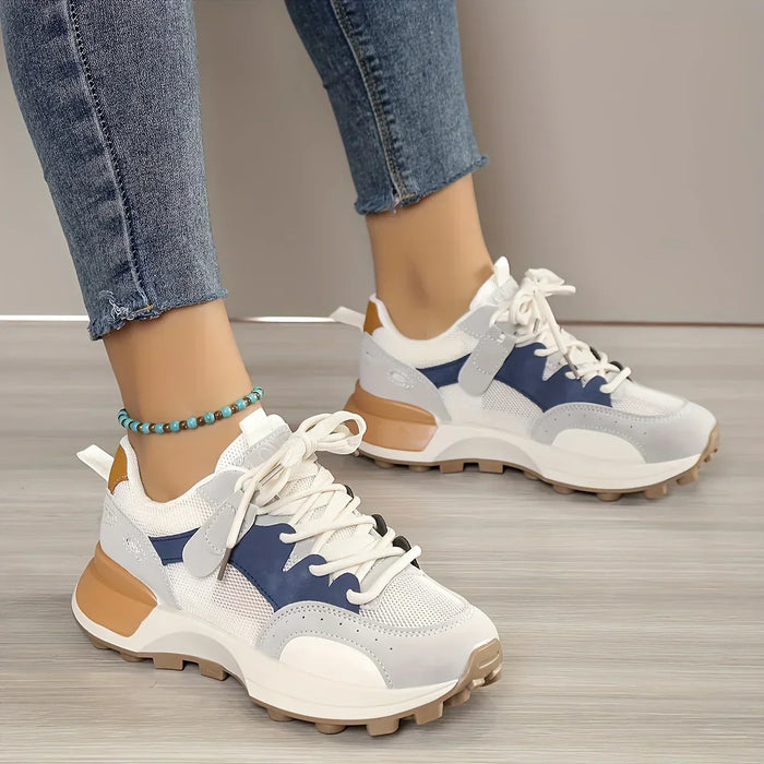 Women's Colorblock Lace-Up Sneakers with Chunky Sole