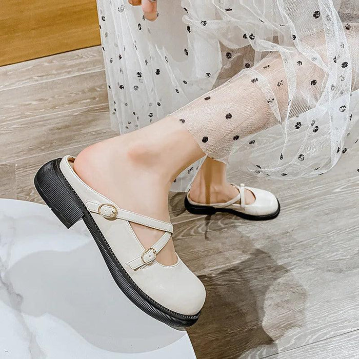 Women's Mary Jane Pumps Double Buckle T-Strap Mid Heel