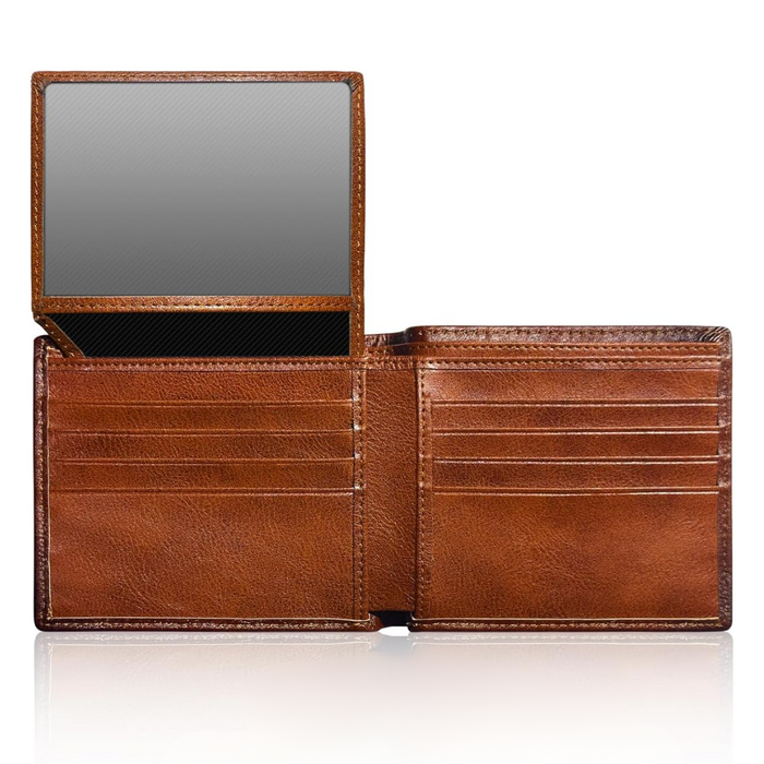 Men's Leather Bifold Wallet with RFID Blocking 10 Slots