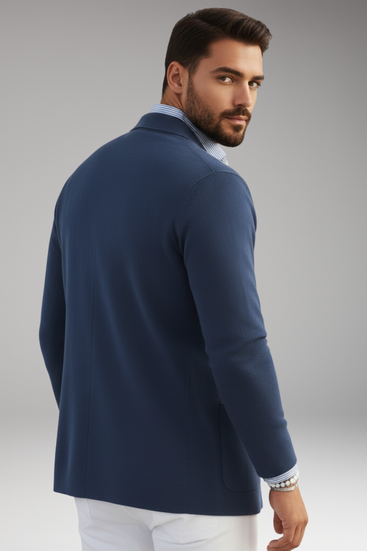 Men's Knitted Blazer with Lapel and Button