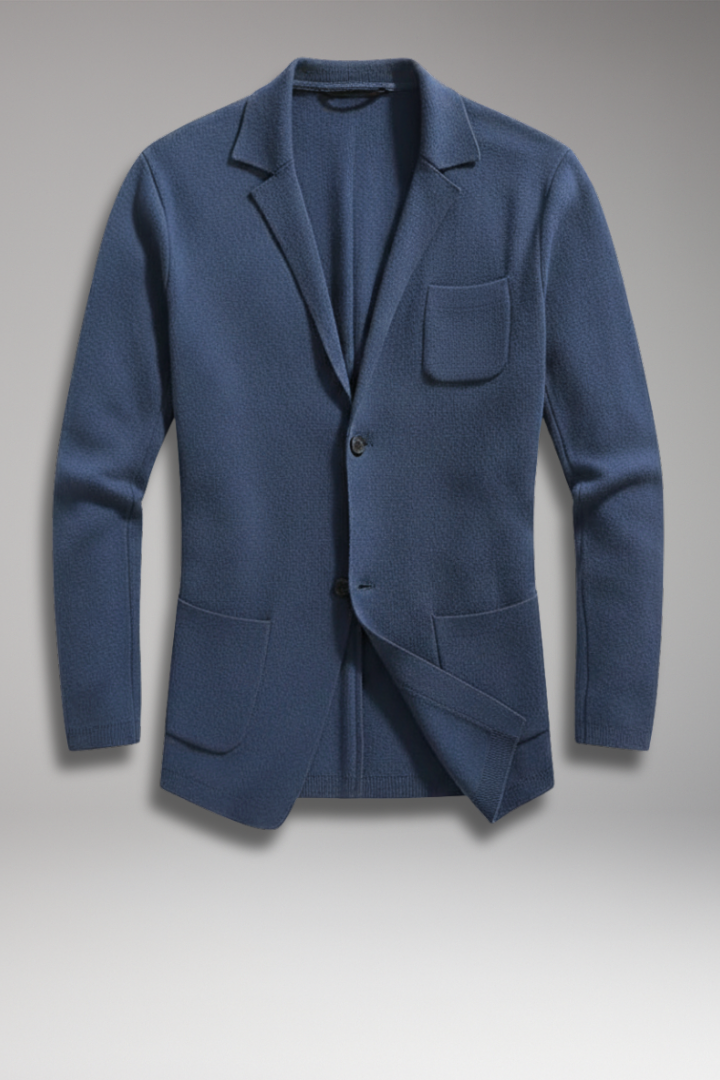 Men's Knitted Blazer with Lapel and Button