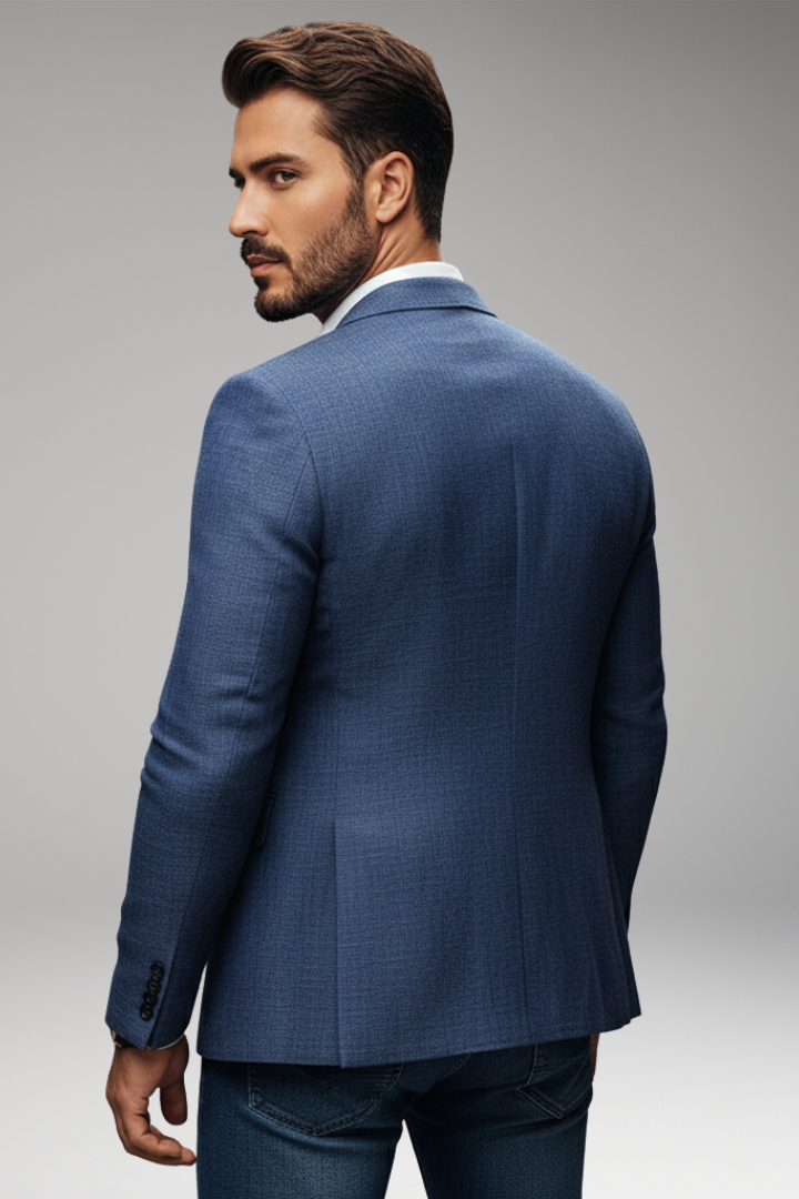 Men's Tailored Blazer with Notch Lapel and Buttons