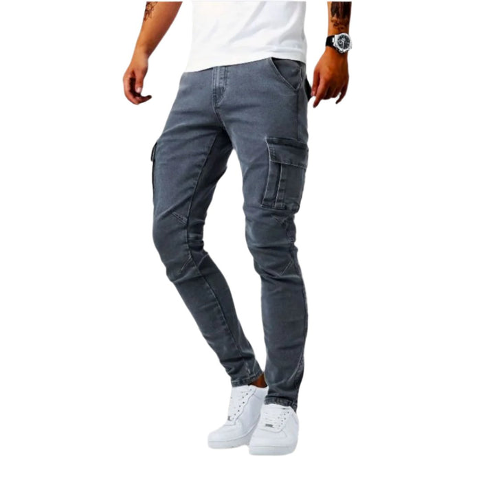 Men's Slim-Fit Cargo Pants with Side Pockets for Casual Wear