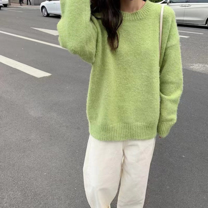 Women's Oversized Crew Neck Sweater Relaxed Fit