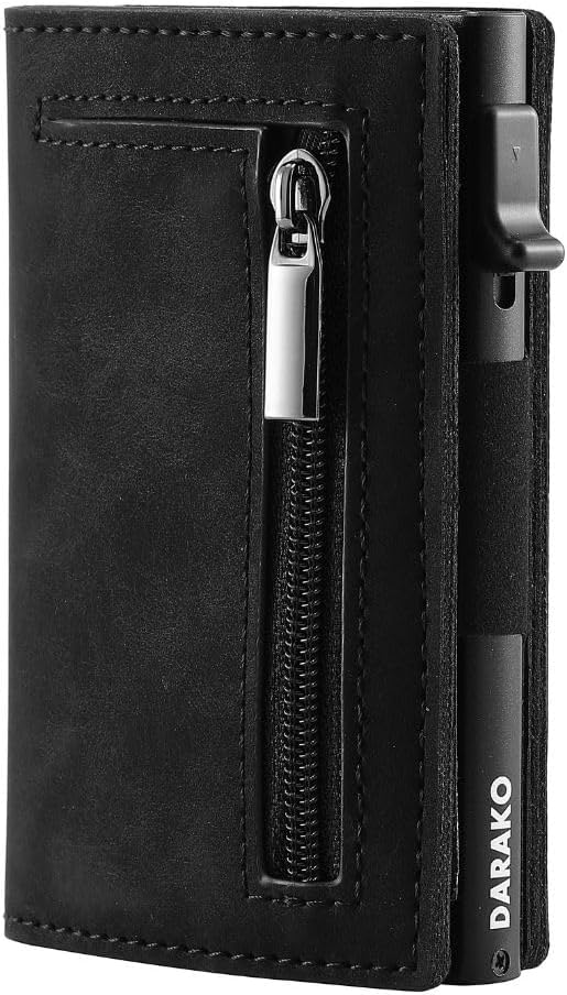 RFID-Blocking Slim Wallet with Card Slide and Coin Pocket