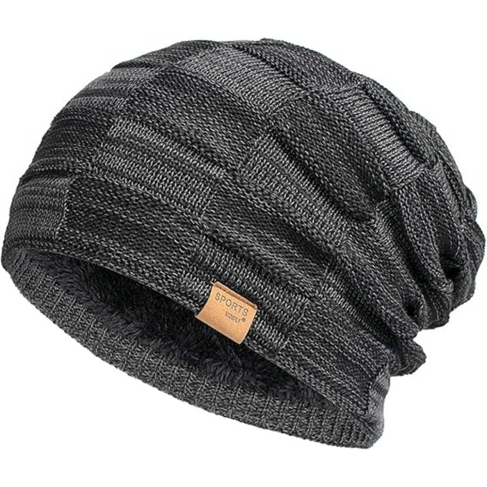 Slouch Beanie with Thermal Fleece Lining for Winter