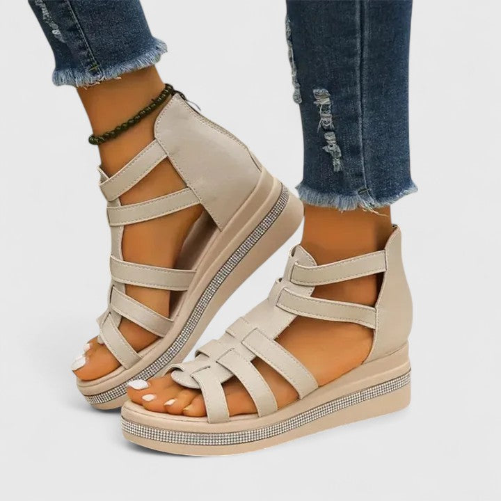 Women's Orthopedic Sandals with Rhinestone Details and Hollow Surface
