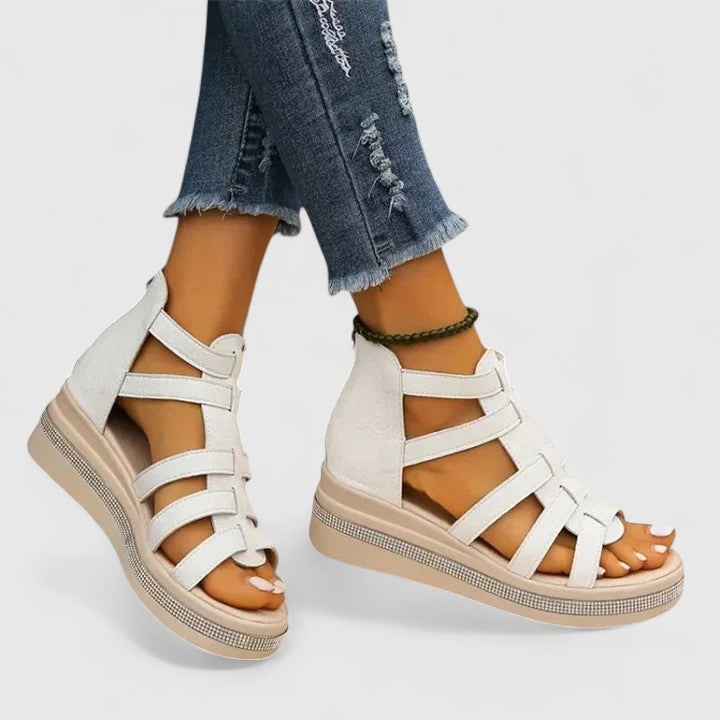 Women's Orthopedic Sandals with Rhinestone Details and Hollow Surface