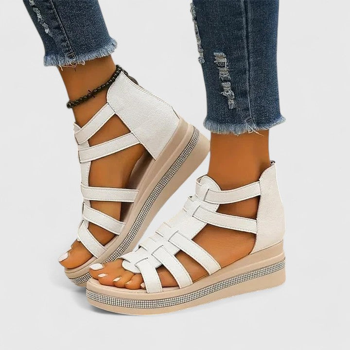 Women's Orthopedic Sandals with Rhinestone Details and Hollow Surface