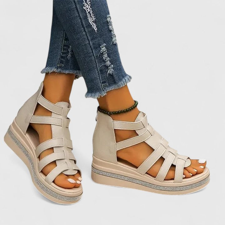 Women's Orthopedic Sandals with Rhinestone Details and Hollow Surface