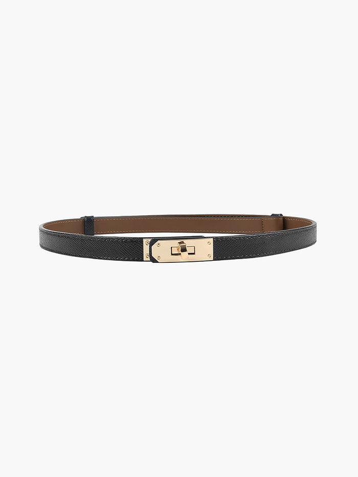 Women's Adjustable Slim Belt with Gold Buckle