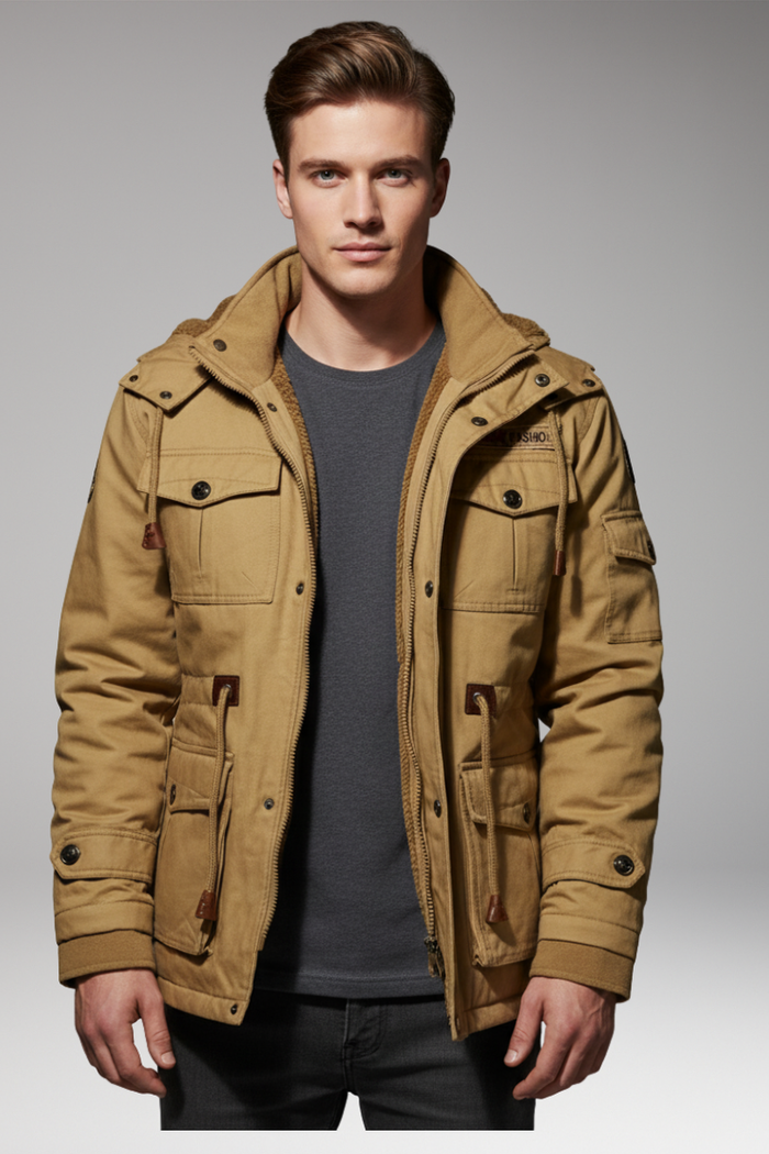 Men's Fleece Jacket with Hood and Turtleneck
