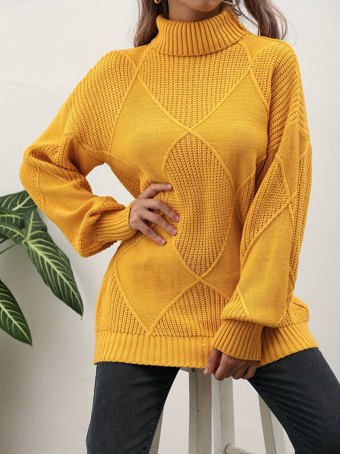 Women's Turtleneck Sweater with Dropped Shoulders
