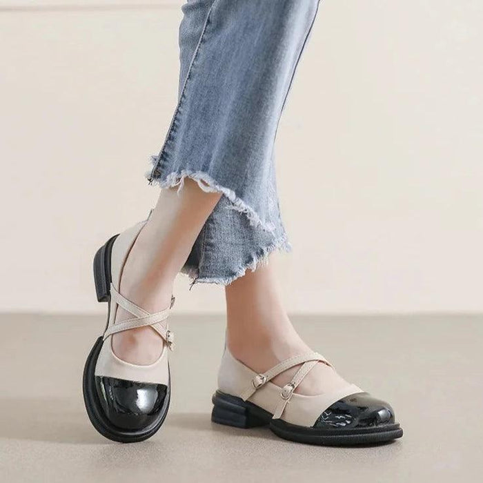 Women's Two-Tone Mary Jane Shoes with Double Strap