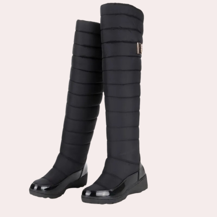 Women's Quilted Over-the-Knee Boots with Low Heel