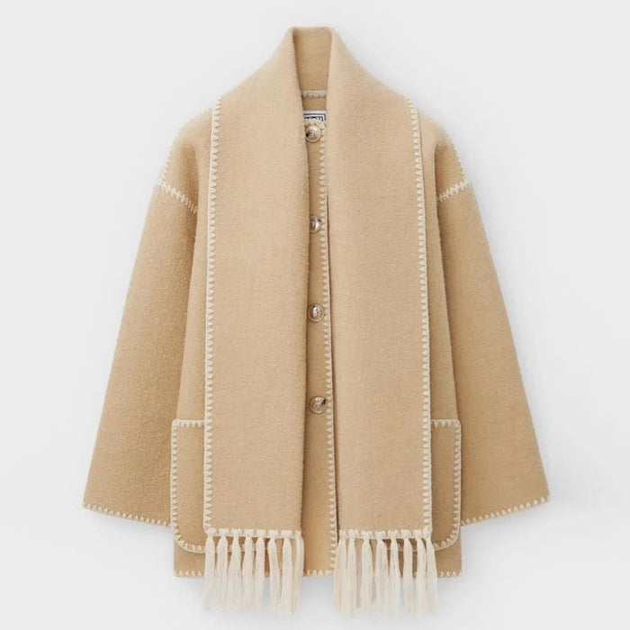 Women's Hooded Jacket with White Contrast Trim